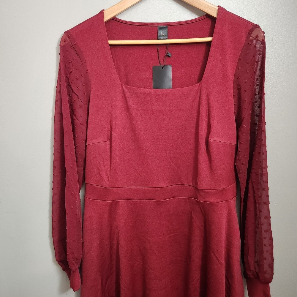 Seta T Women's MEDIUM Long Sleeve Dress Round Neck Elegant Cocktail‎ Party Work - Picture 3 of 5